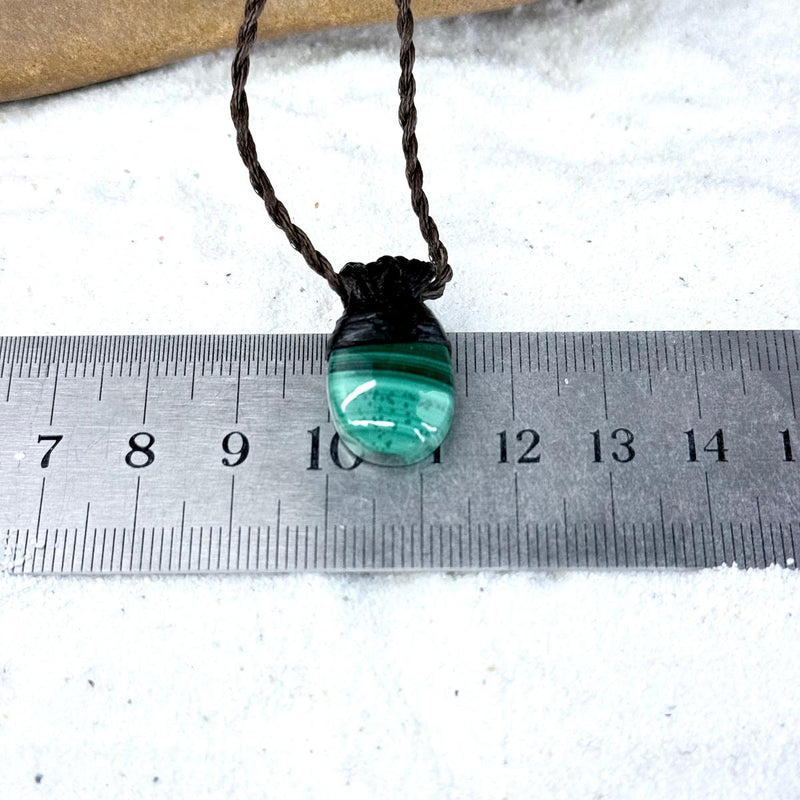 Malachite & Leather Cord Talisman Necklaces (Small & Extra Small)