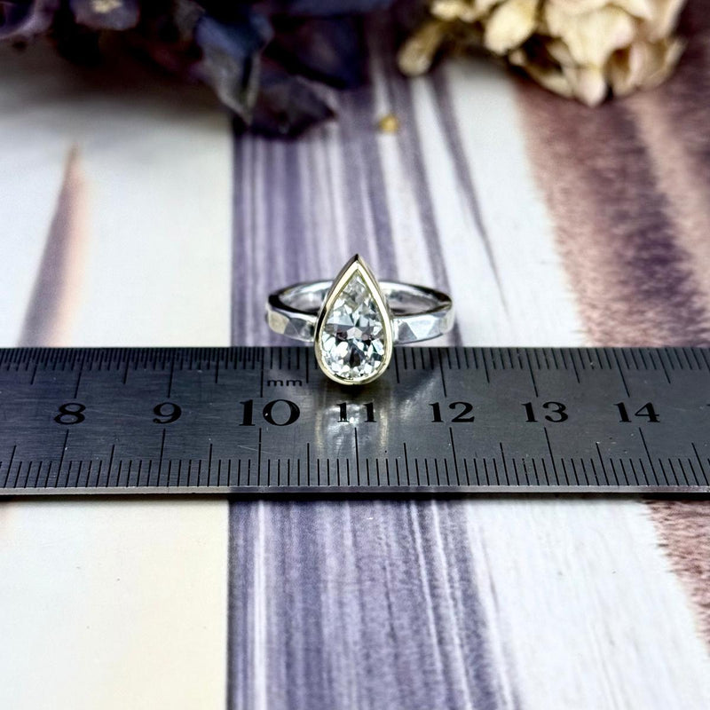 Killiecrankie Diamond Pear Cut Sterling Silver & 9ct Yellow Gold Ring By Lauren Harris