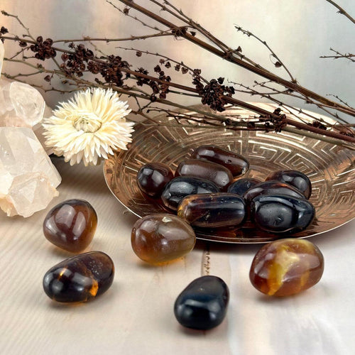 Blue Amber Tumbled Stone