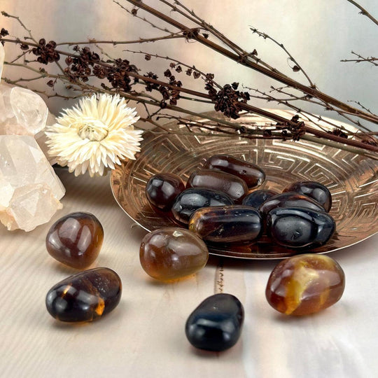 Blue Amber Tumbled Stones