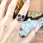 Star Ruby, Kyanite & Garnet Ornate Ring