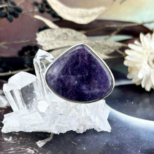 Lepidolite Wide Teardrop Ring