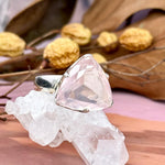 Trillion Cut Rose Quartz Ring