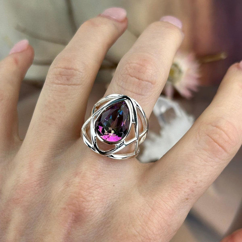 Rainbow Quartz Sterling Silver Ring