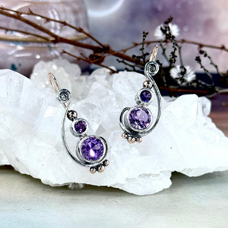 Amethyst Mixed Metal Earrings