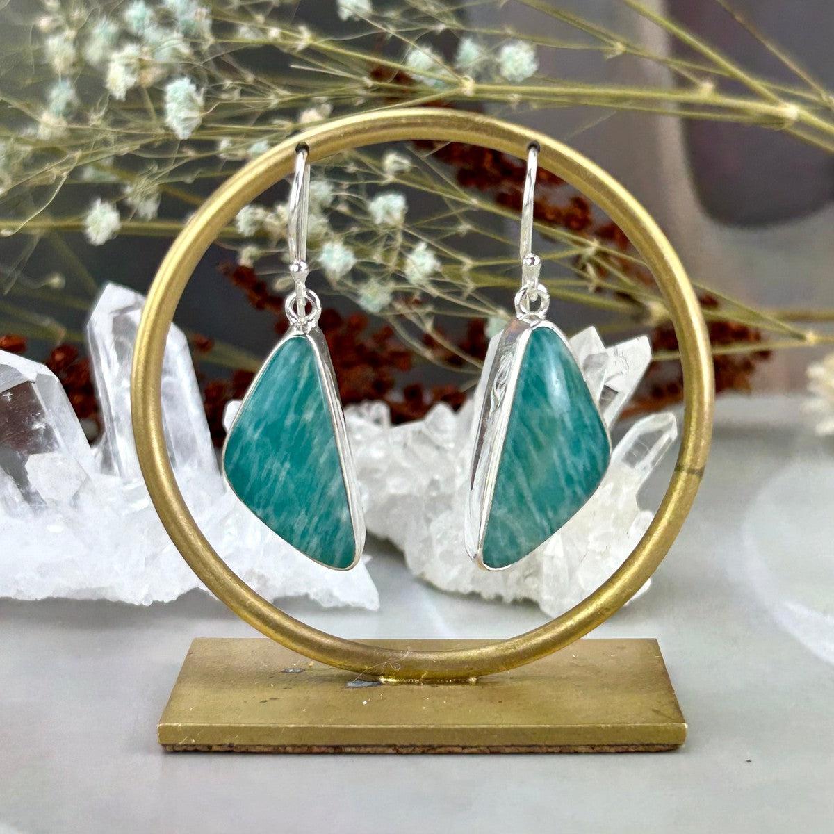 Green And White Crystal Earrings