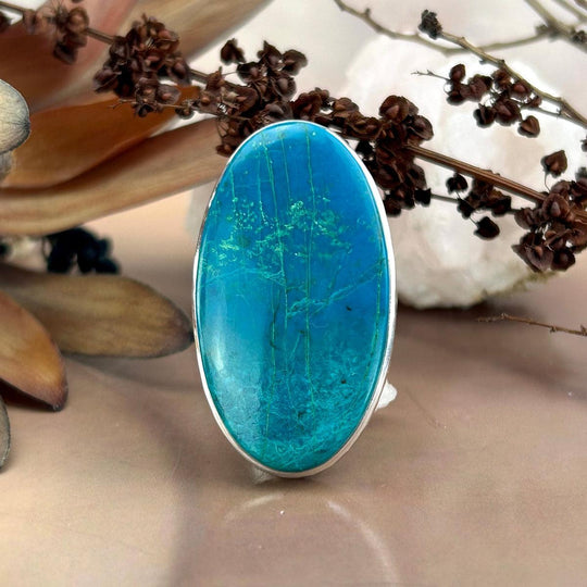 Chrysocolla Elongated Oval Ring