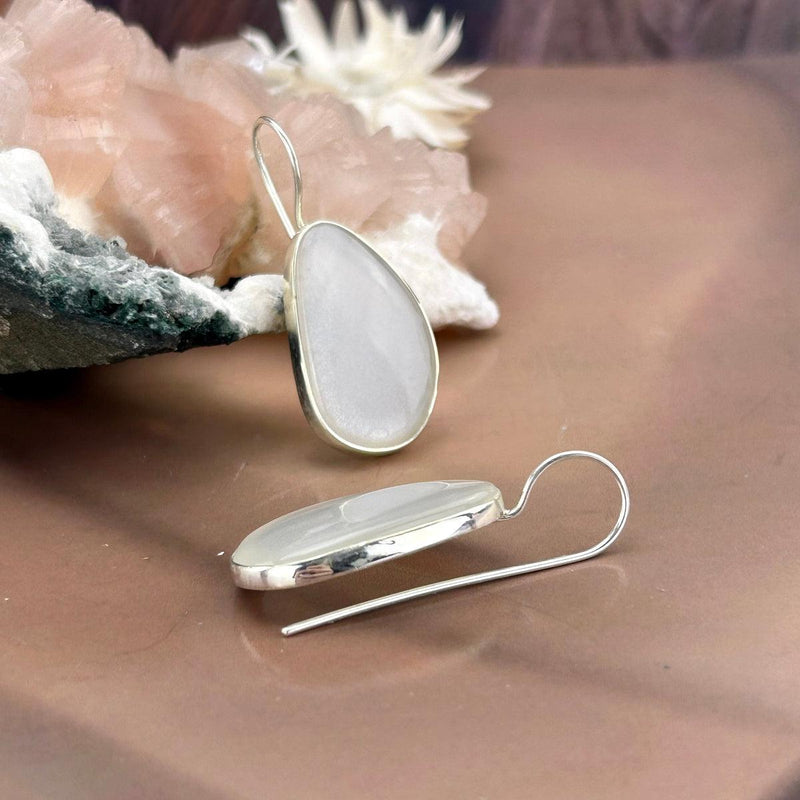 White Crystal Silver Earrings