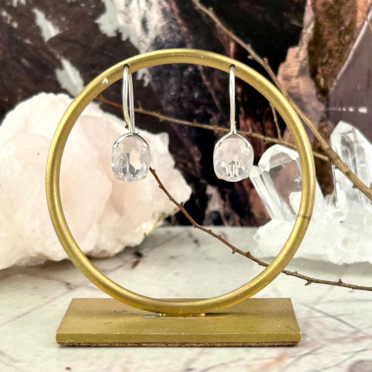 Rose Quartz Silver Earrings