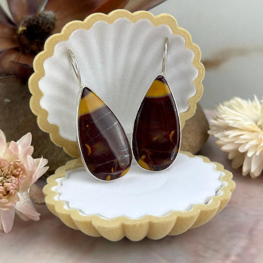 Mookaite Elongated Teardrop Drop Earrings