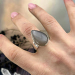 Grey Cat's Eye Cabochon Ring