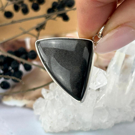 Golden Sheen Obsidian Triangle Pendant