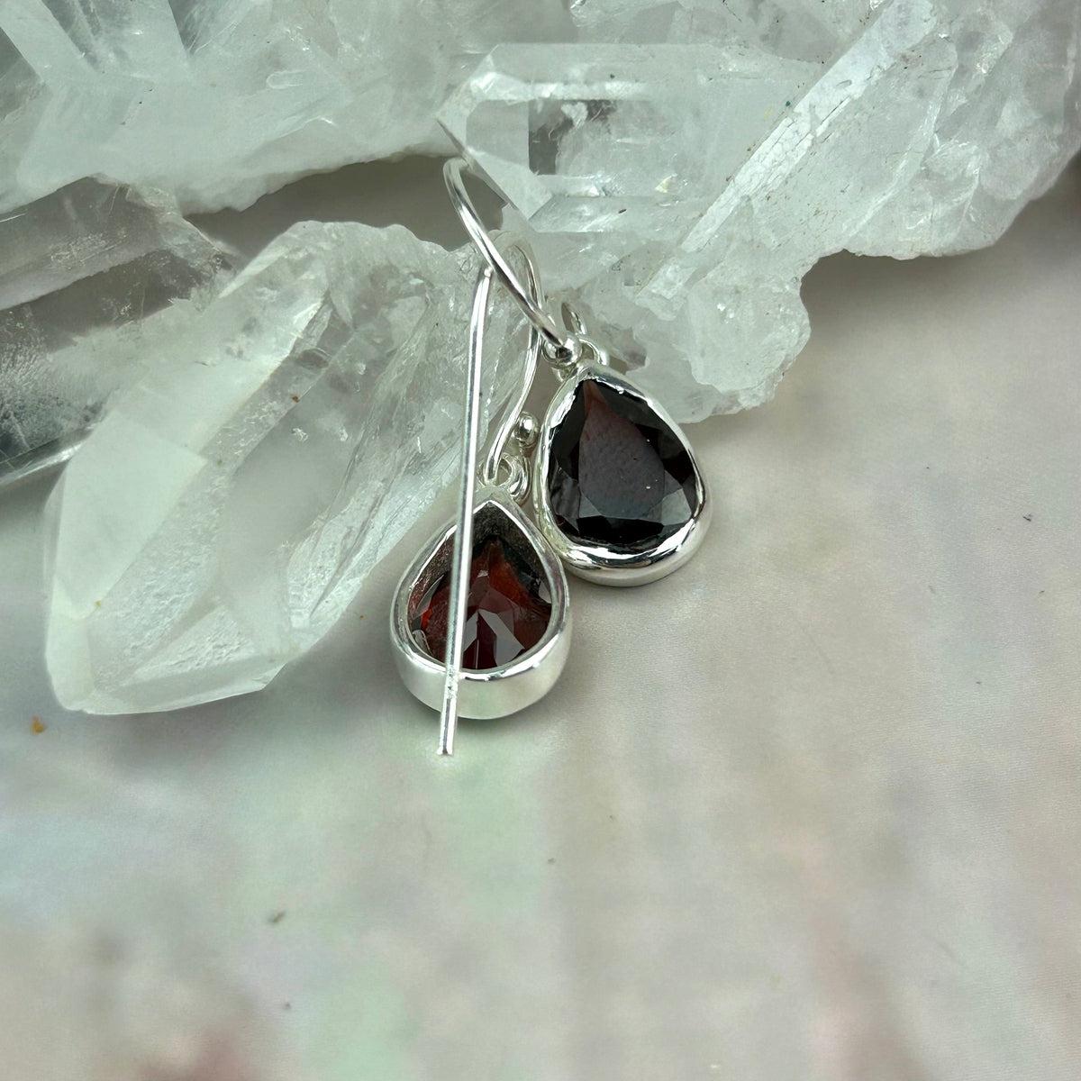 Garnet Pear Cut Earrings