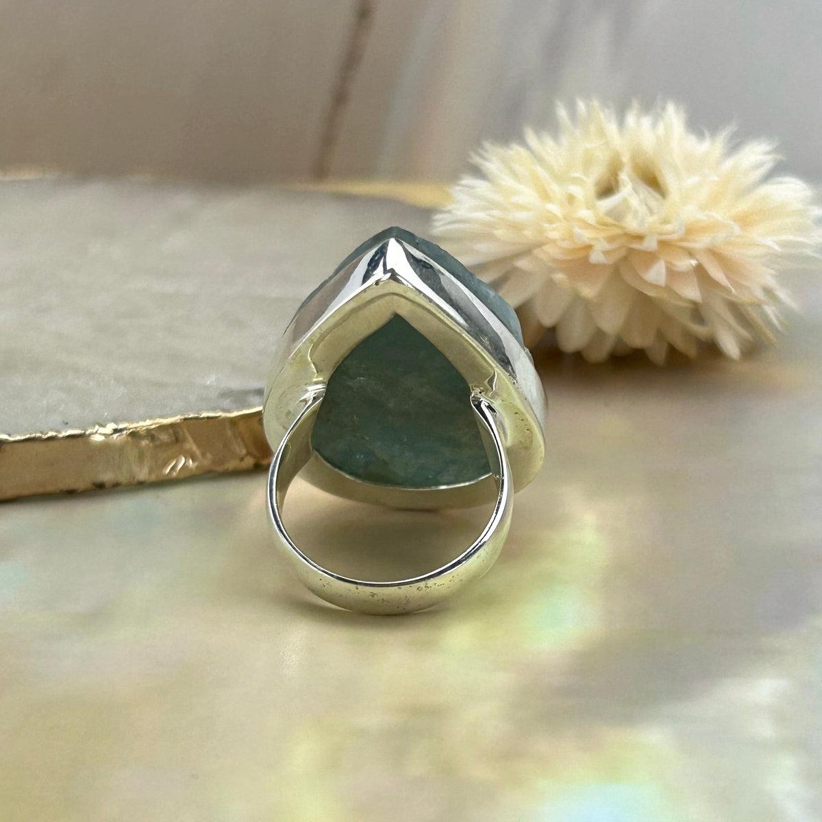 Rough Aquamarine Stone Ring