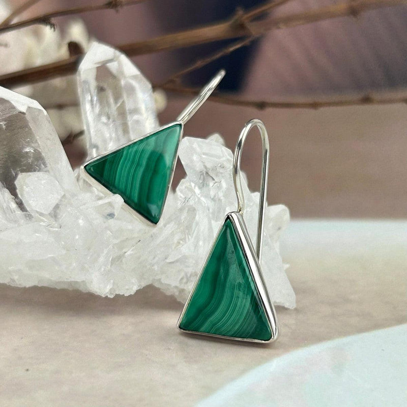 Malachite Triangle Earrings