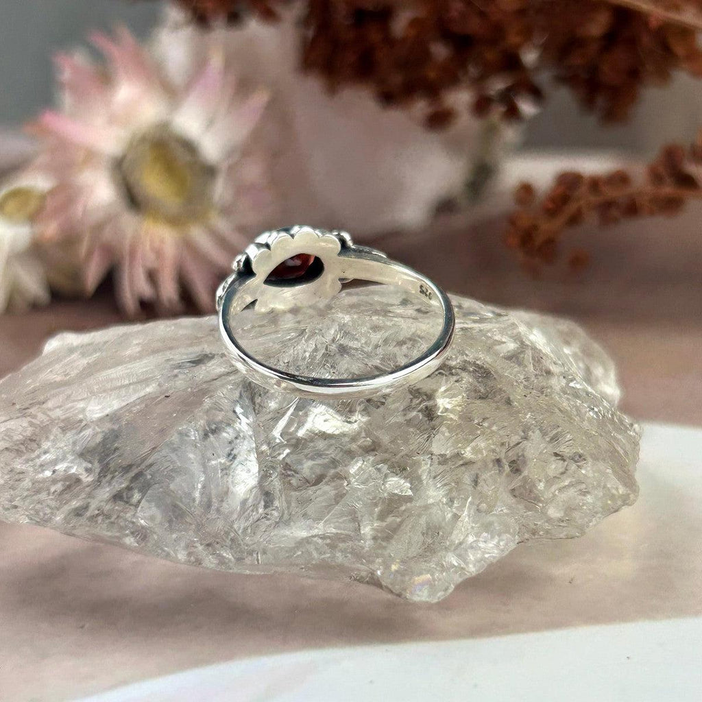 Red Gemstone Silver Ring