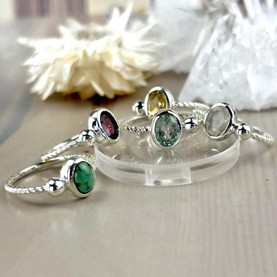 Assorted Gemstone Oval Twist Band Rings