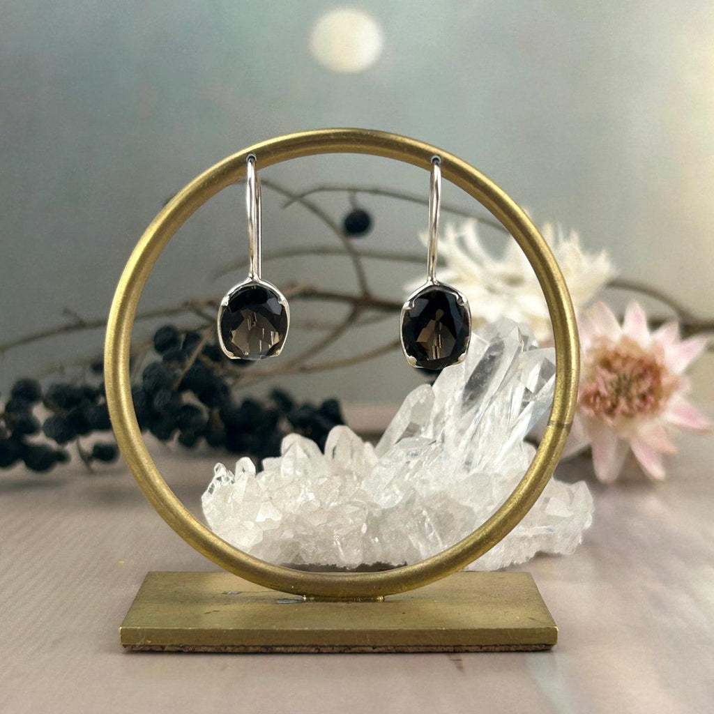 Smokey Quartz Silver Earrings