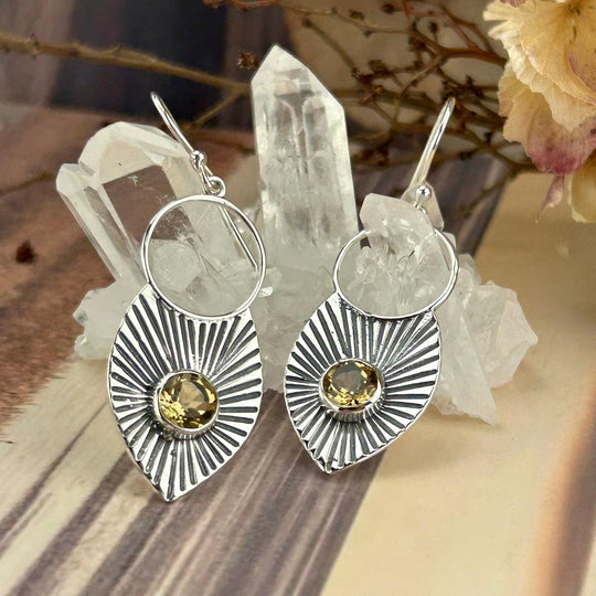 Citrine Leaf Drop Earrings