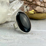 Silvery Black Crystal Ring