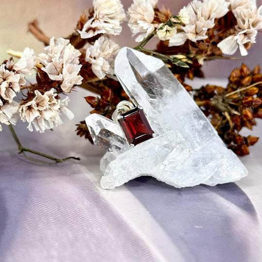 Garnet Emerald Cut Pendant