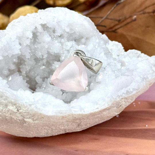 Rose Quartz Trillion Cut Pendant