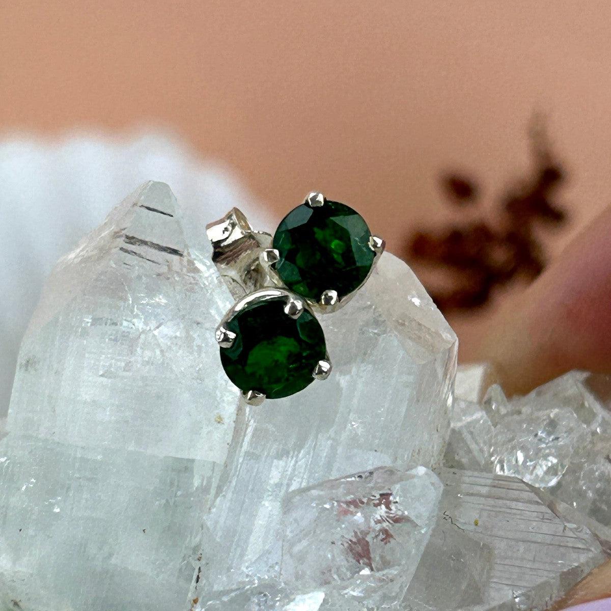 Chrome Diopside Stud Earrings
