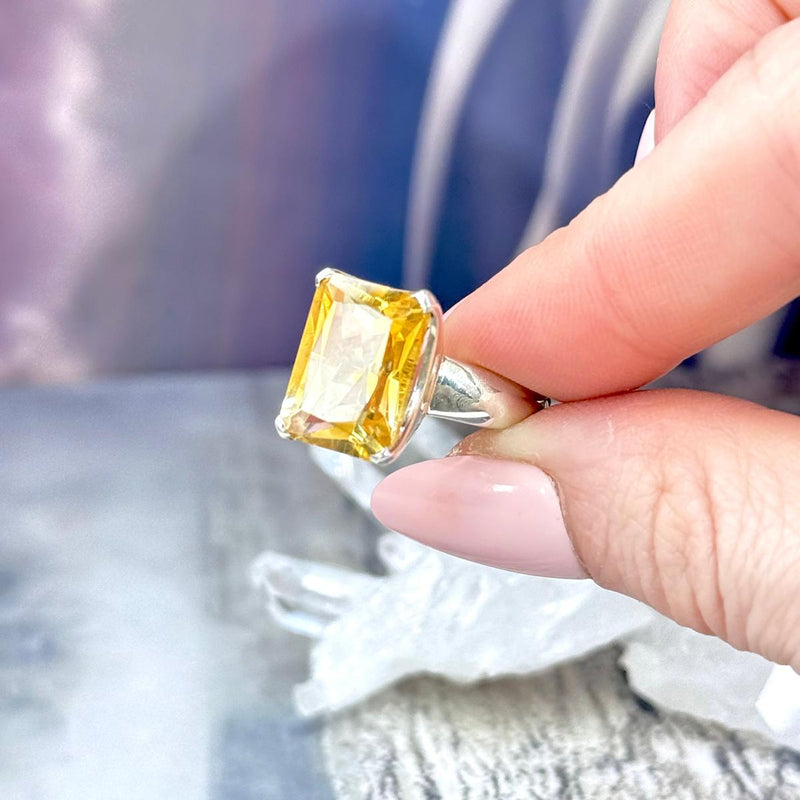 Rectangle Citrine Ring