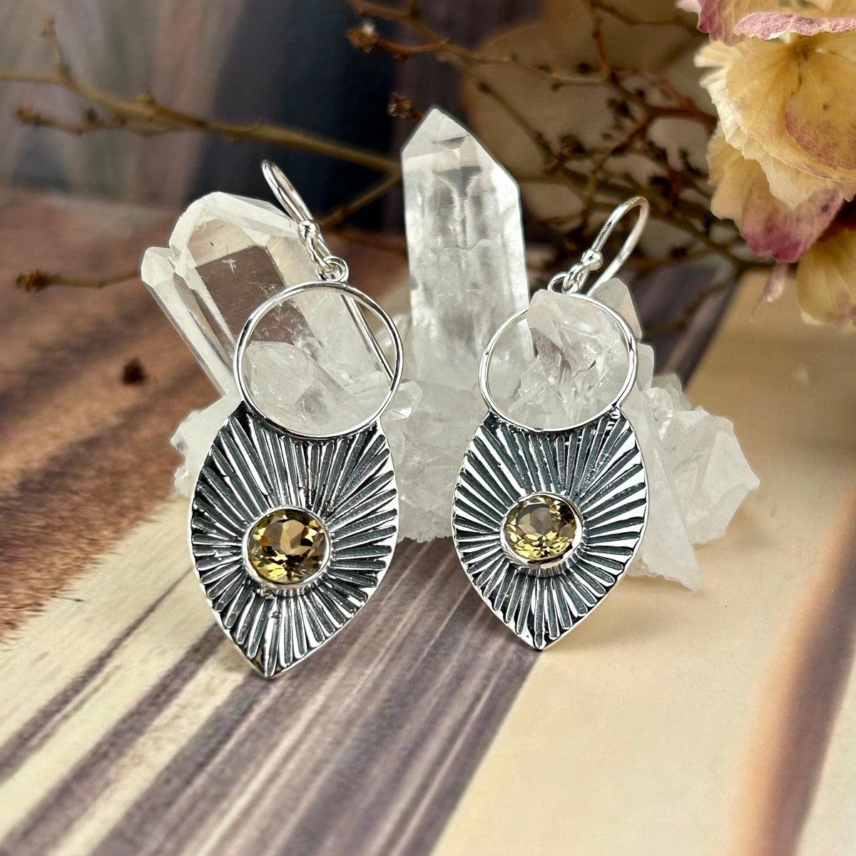 Yellow Crystal Silver Earrings
