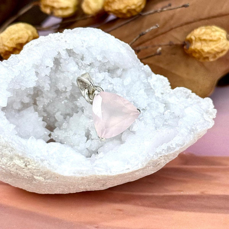 Pink Crystal Silver Pendant