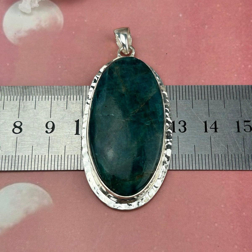Apatite In Battered Silver Pendant