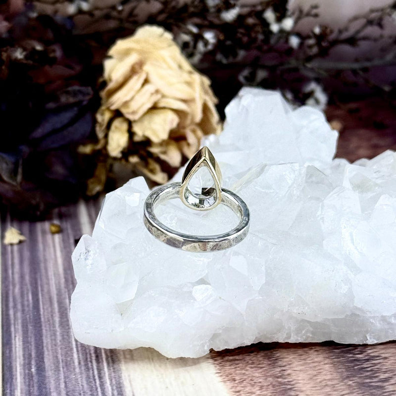 Killiecrankie Diamond Pear Cut Sterling Silver & 9ct Yellow Gold Ring By Lauren Harris