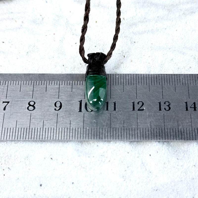 Malachite & Leather Cord Talisman Necklaces (Small & Extra Small)