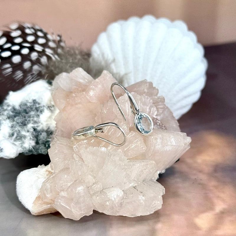 Aquamarine Oval Cut Drop Earrings