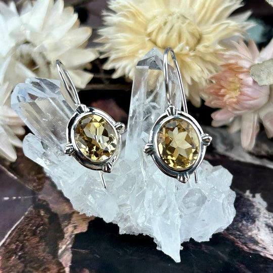 Citrine Oval Drop Earrings