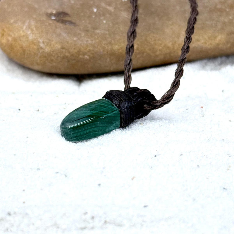 Malachite & Leather Cord Talisman Necklaces (Small & Extra Small)