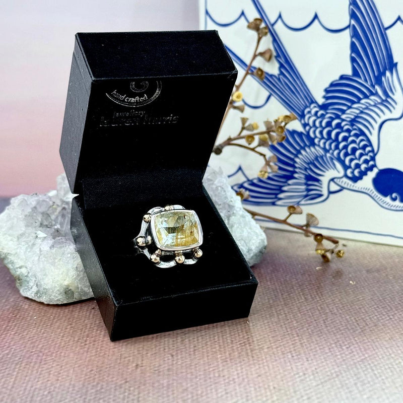 Gemstone With Golden Rutile Ring