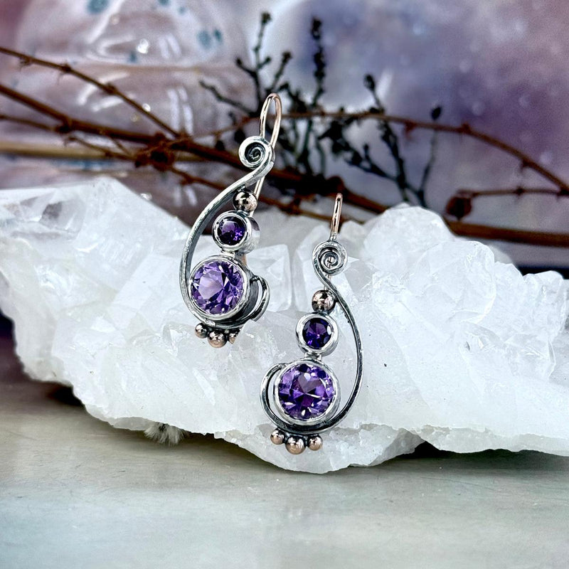 Ornate Amethyst Drop Earrings