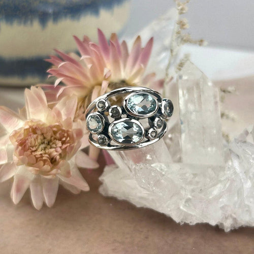 Contemporary Blue Topaz Ring