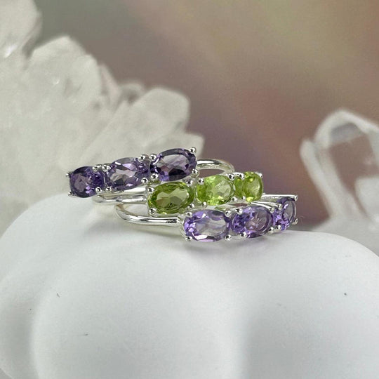 Assorted Gemstone Three Stone Stacker Rings