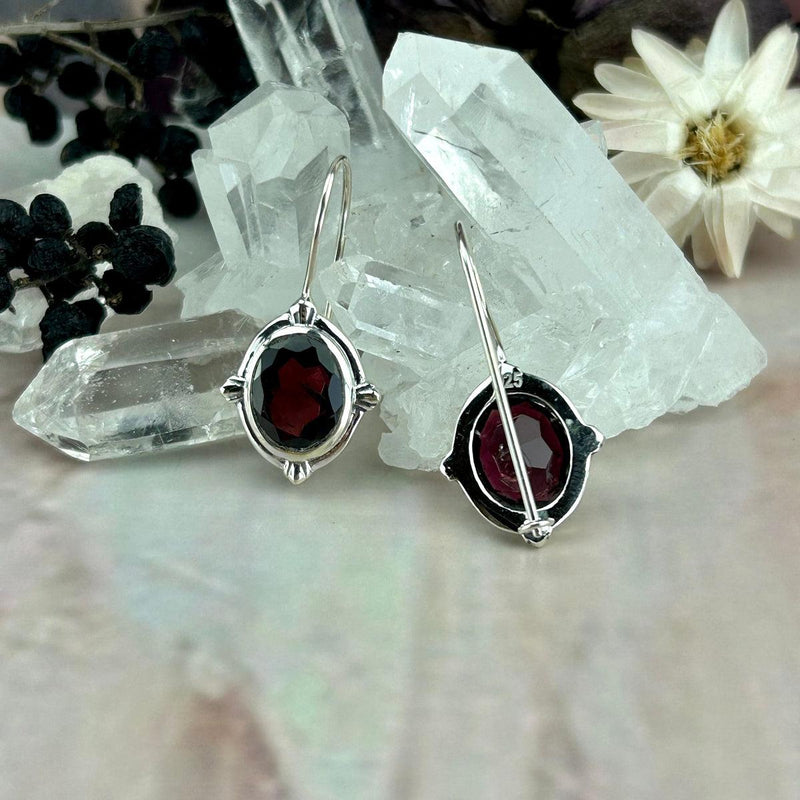 Classic Oval Garnet Earrings