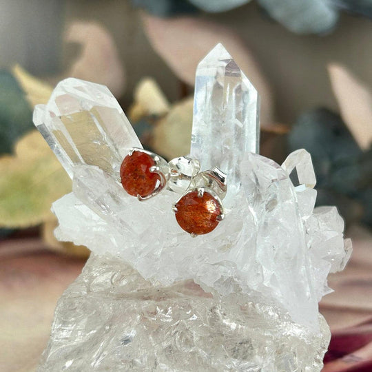 Sunstone Brilliant Cut Stud Earrings