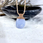 Blue Lace Agate & Leather Cord Talisman Necklaces (Med)