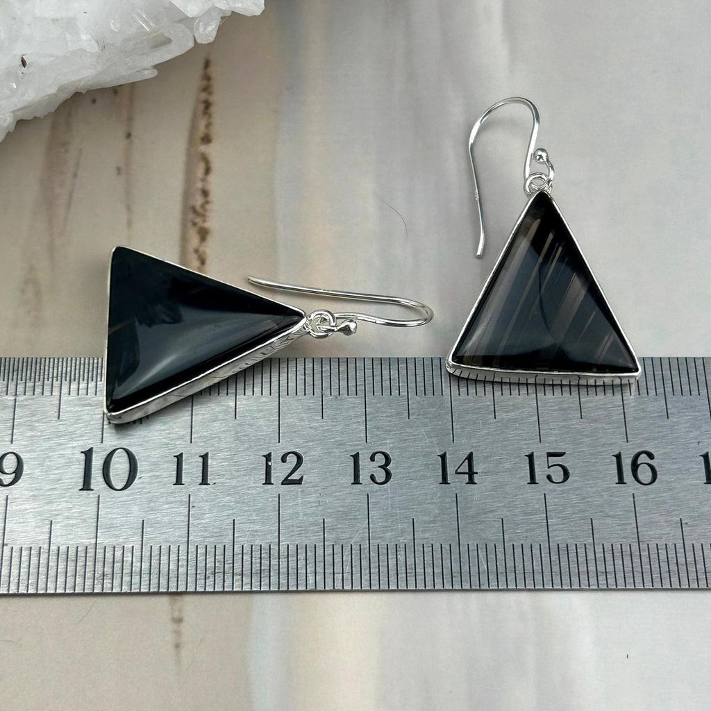 Battered Silver Stone Earrings