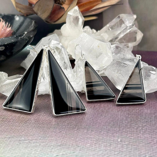 Midnight Lace Obsidian Assorted Angular Drop Earrings