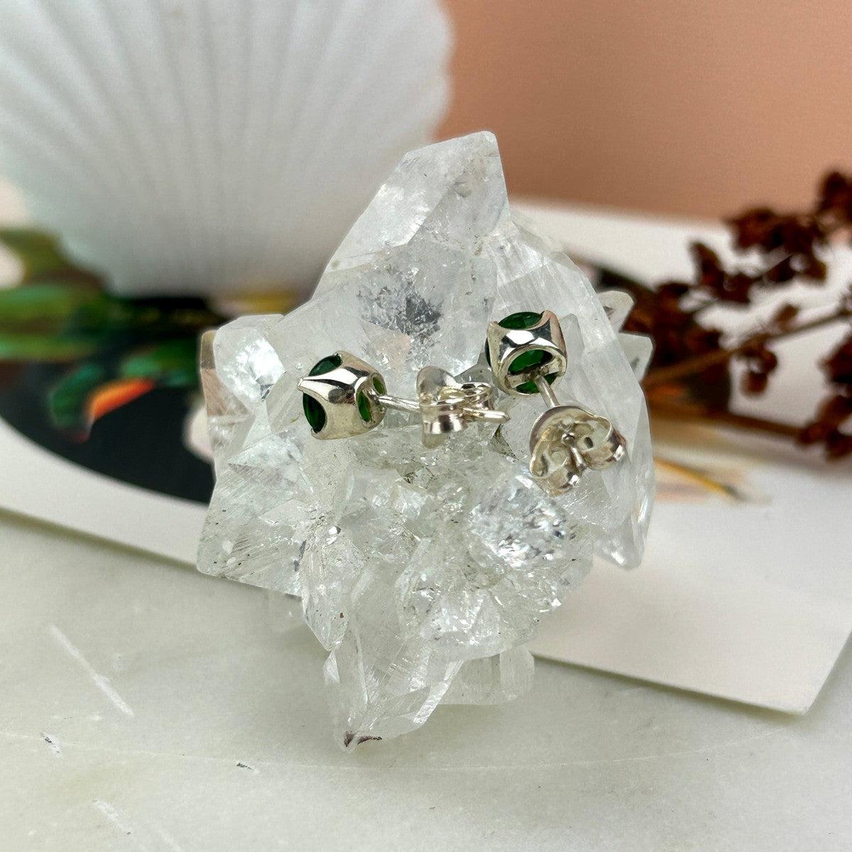 Chrome Diopside Silver Studs