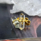 Green Amethyst Gold Stud Earrings