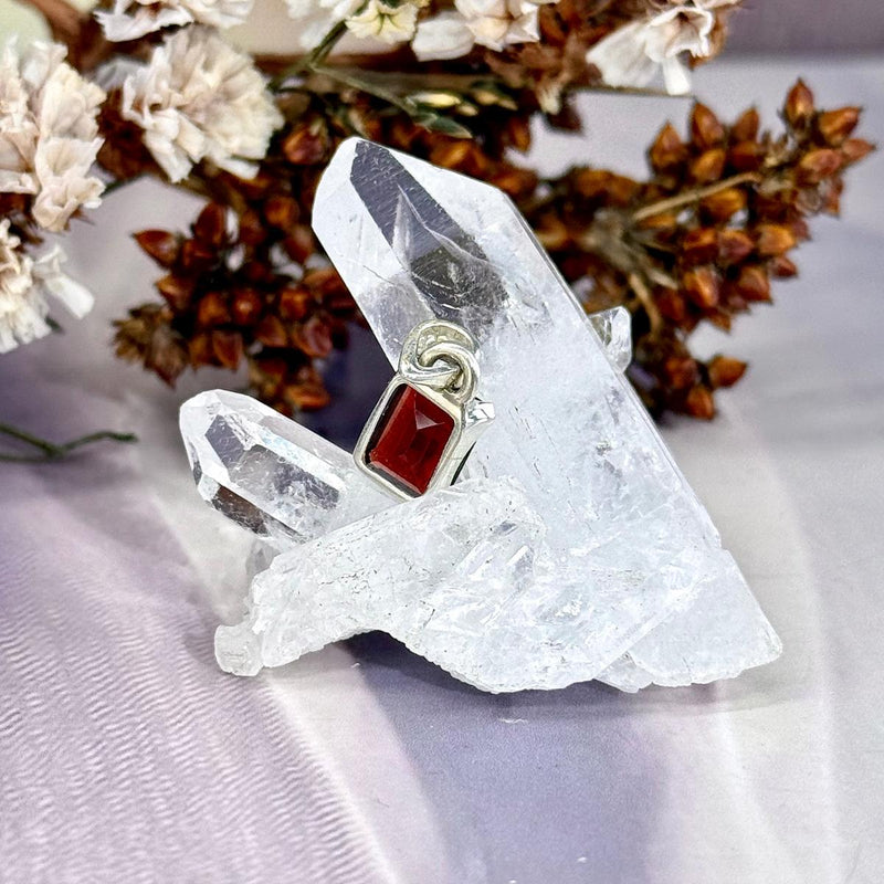 Garnet Emerald Cut Pendant