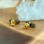 Smokey Quart In Gold Studs