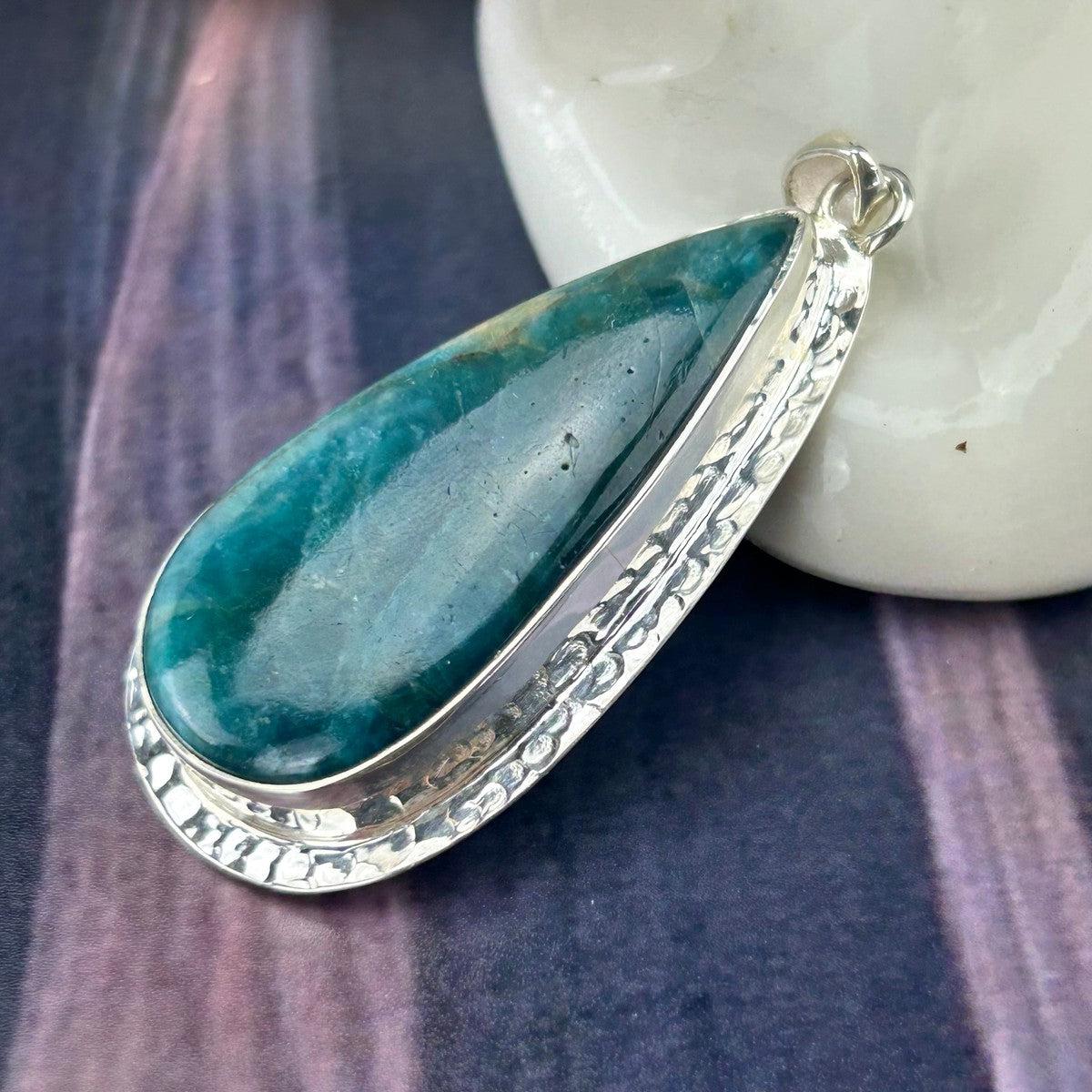 Green Apatite Silver Pendant